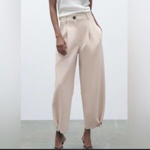 ZARA PLEATED TAPERED PANTS SIZE XS AND M COLOR STONE NWT